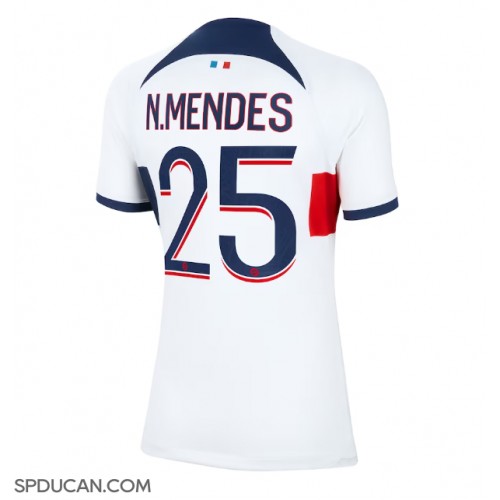 Zenski Nogometni Dres Paris Saint-Germain Nuno Mendes #25 Gostujuci 2023-24 Kratak Rukav